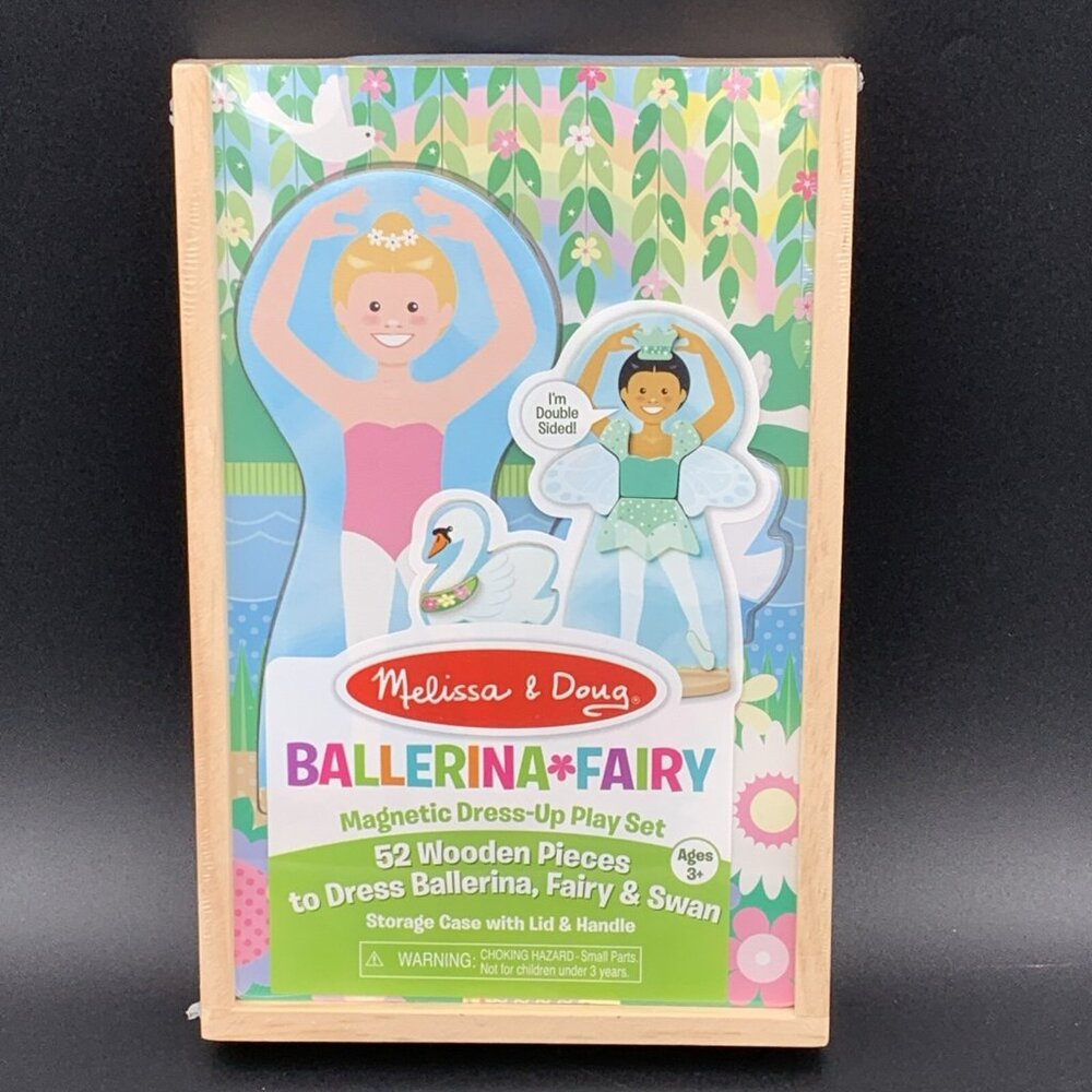 Melissa & Doug Ballerina Fairy Magnetic Dress-Up Play Set‎ Wooden Storage Case